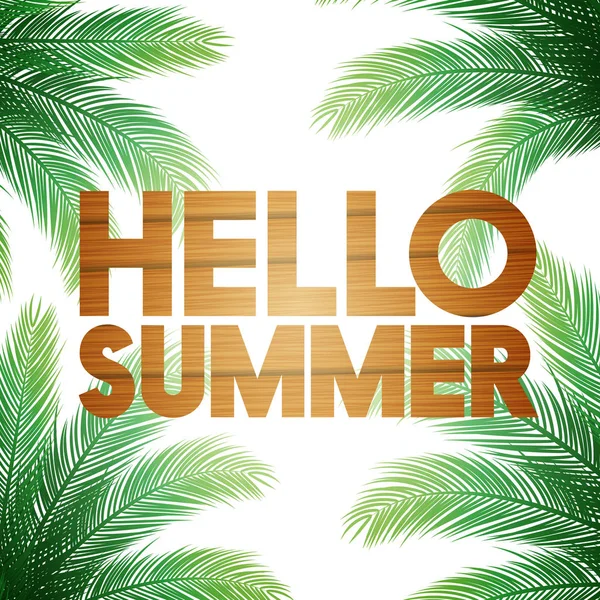 Summer card with green palm leaves — Stock Vector