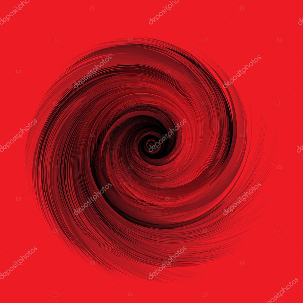 Abstract Red Feather Spiral Frame on White Background Vector Illustration