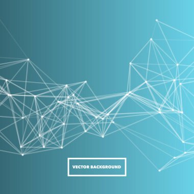 Soyut beyaz çokgen Mesh satır yapısını mavi zemin üzerine