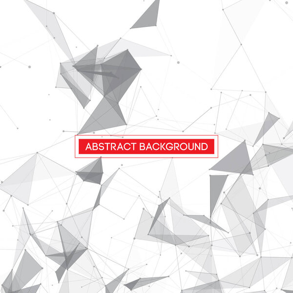 Grey Abstract Network Mesh on White Background with Red Text Frame