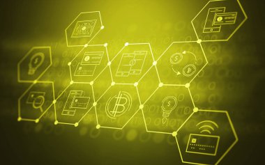 3D soyut fütüristik Fintech illüstrasyon 