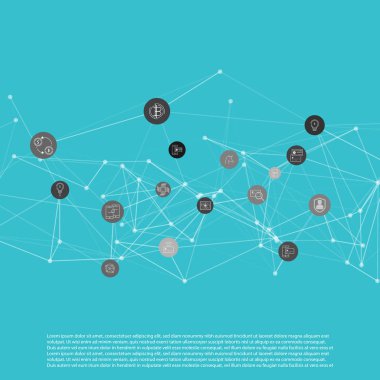 Soyut ağ kafes bitcoin Icons collection - illüstrasyon vektör arka plan ile