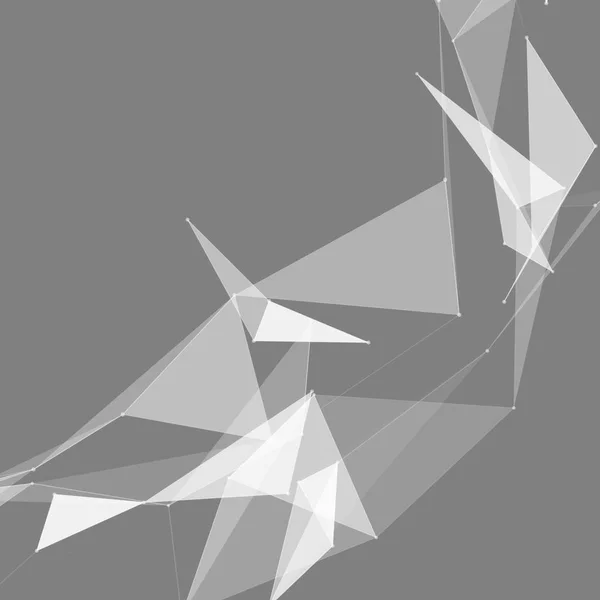Malla de red abstracta blanca sobre fondo gris - Ilustración vectorial — Vector de stock