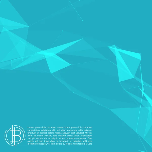Malha de rede abstrata azul em segundo plano com Copyscape para o seu texto - Ilustração vetorial - Design de modelo Bitcoin — Vetor de Stock