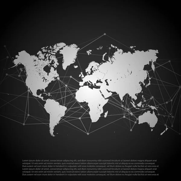 추상적인 네트워크 메쉬 배경으로 세계 지도 — 스톡 벡터