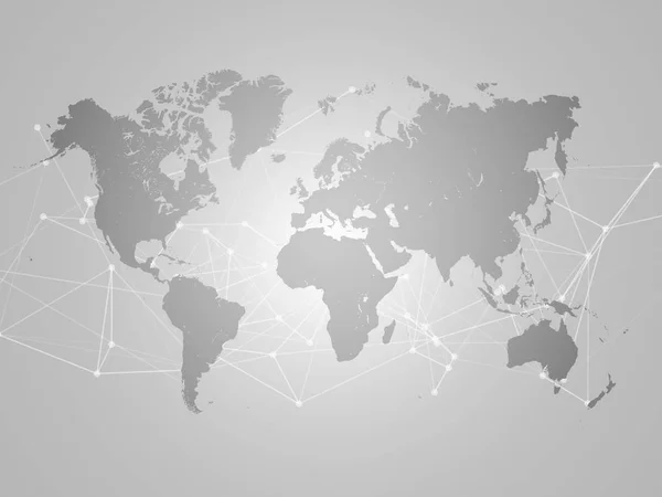 추상적인 네트워크 메쉬 배경으로 세계 지도 — 스톡 벡터