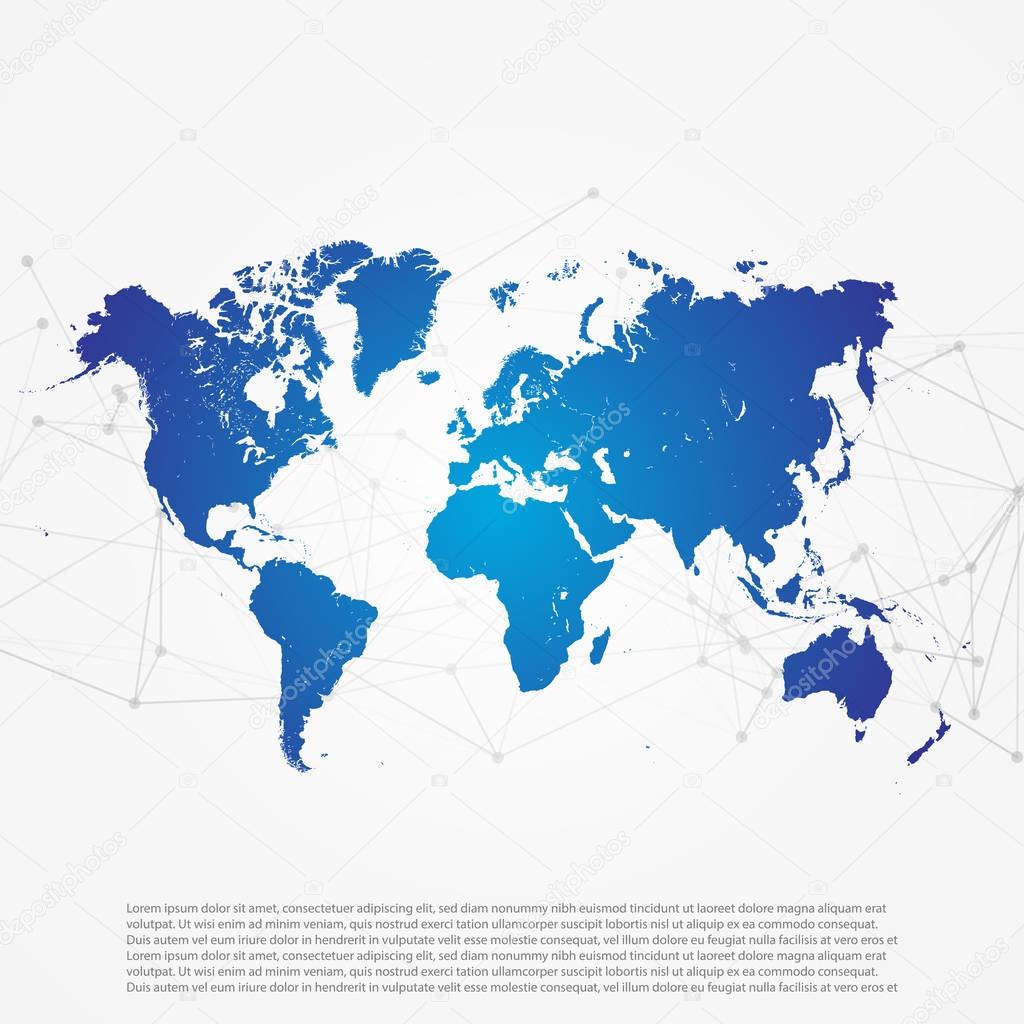World Map with Abstract Network Mesh