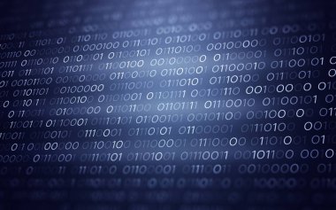 3D mavi ikili kod soyut fütüristik bilgi teknolojik altyapı