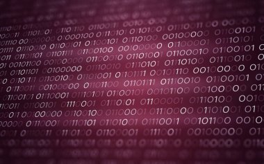 3D soyut kırmızı ikili kod fütüristik bilgi teknolojik altyapı