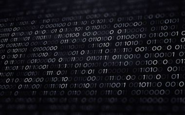 3D soyut siyah ve beyaz ikili kod fütüristik bilgi arka plan