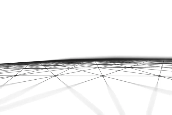 3D absztrakt sokszögű fehér háttér, alacsony Poly összekötő vonalak — Stock Fotó