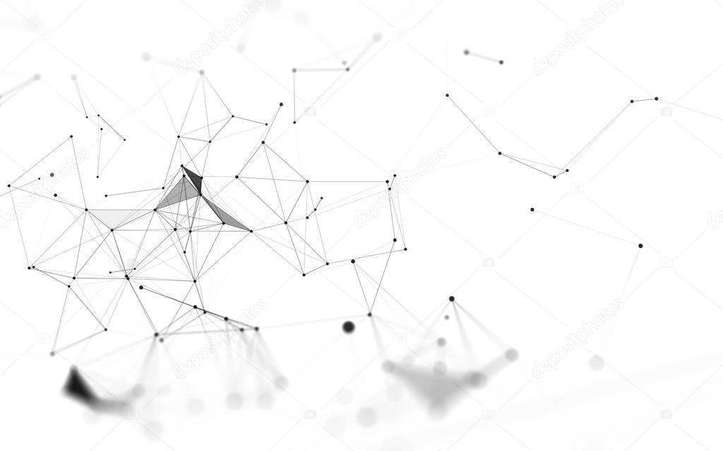 3D Abstract Polygonal White Background with Low Poly Connecting Lines