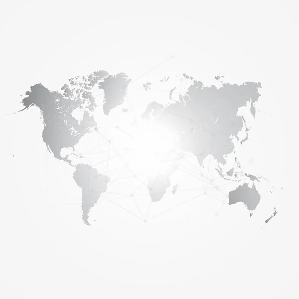 Silhouette de carte du monde avec grille de connexion - arrière-plan d'illustration vectorielle - conception de concept de réseau — Image vectorielle