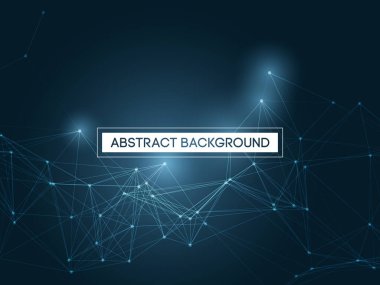 Soyut çokgen alanı noktalar ve çizgiler bağlantı ile mavi arka plan | Eps10 vektör