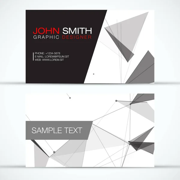 Elegant svart och vit Modern Business Card Set - grå Polygon Mesh på vit bakgrund - Eps10 vektor Design — Stock vektor