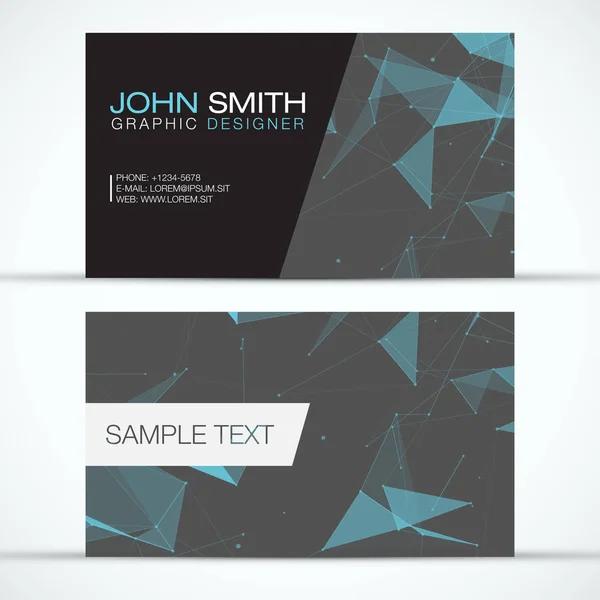 Elegant Modern Business Card Set - blå Polygon Mesh på grå bakgrund - Eps10 vektor Design — Stock vektor