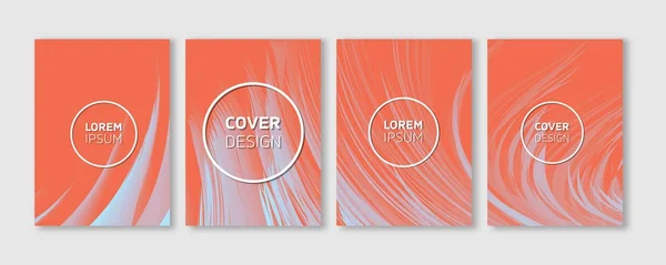 Minimale Vector Covers Design | Koele levendige koboltblauw gebogen lijnen op een oranje achtergrond illustraties | Toekomstige Poster Templates — Stockvector