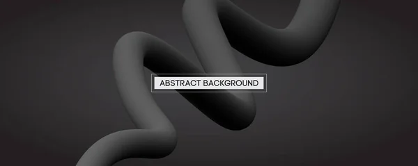 Minimale abstrakte flüssige schwarze geschwungene Linien auf grauem Hintergrund - Konzept der breiten Vektorillustration — Stockvektor