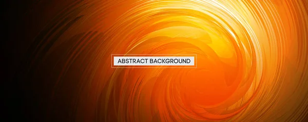 Design de redemoinho abstrato Pena laranja arredondada em fundo preto Ilustração vetorial de ângulo largo — Vetor de Stock