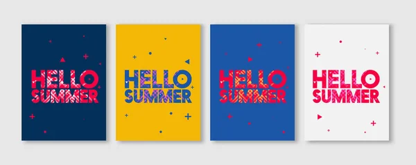 Ελάχιστη γειά σου καλοκαίρι τυπογραφικές διάνυσμα Flyer πρότυπα - δημιουργική δονούμενα χρώματα κειμένου σχεδιασμό εικονογράφηση — Διανυσματικό Αρχείο