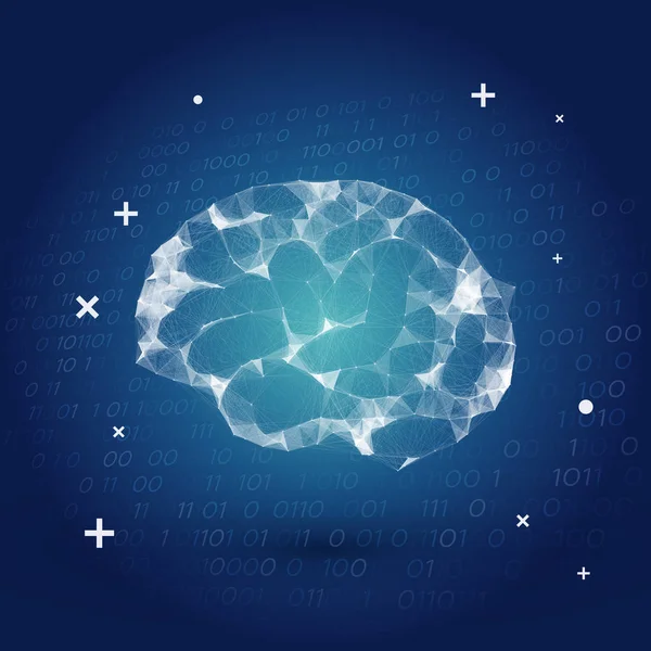 Inteligencia Artificial con Malla Cerebral Antecedentes de Ilustración de Vectores - Plantilla de Presentación de Negocios Futurista — Archivo Imágenes Vectoriales