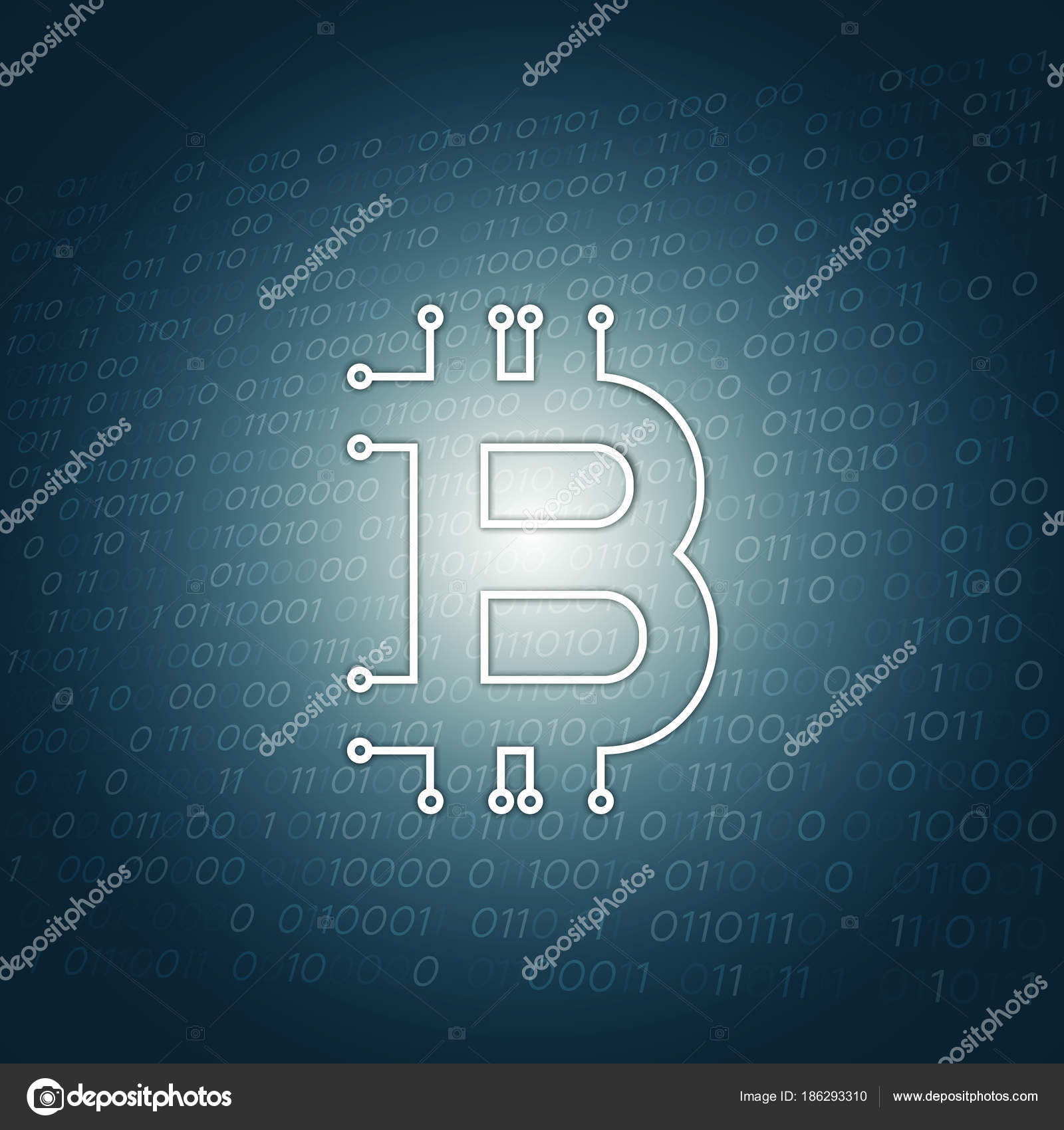 3d 蓝色二进制代码背景的比特币徽标-抽象未来信息技术插图图库矢量图©hunthomas 186293310