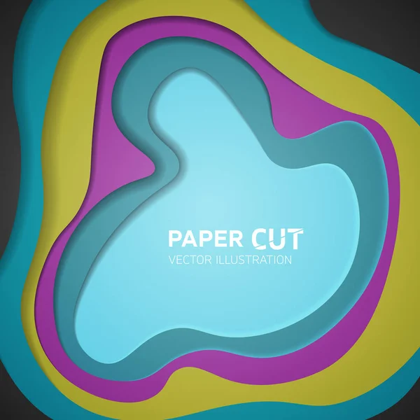 Capas de papel multicolor Fondo vectorial de corte en papel 3D - Textura de corte de papel abstracto para plantilla de sitio web de topografía - Concepto de forma de papel de origami de dibujos animados suaves creativos — Archivo Imágenes Vectoriales