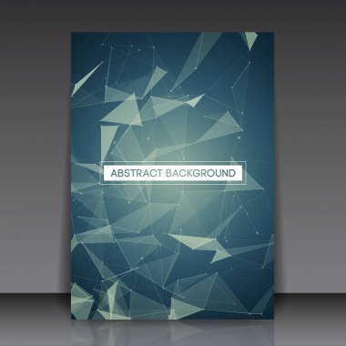 Çokgen alanı Flyer şablonu - noktalar ve çizgiler bağlanma parlak düşük Poli ile mavi arka plan - bağlantı yapısı - fütüristik vektör tasarımı soyut