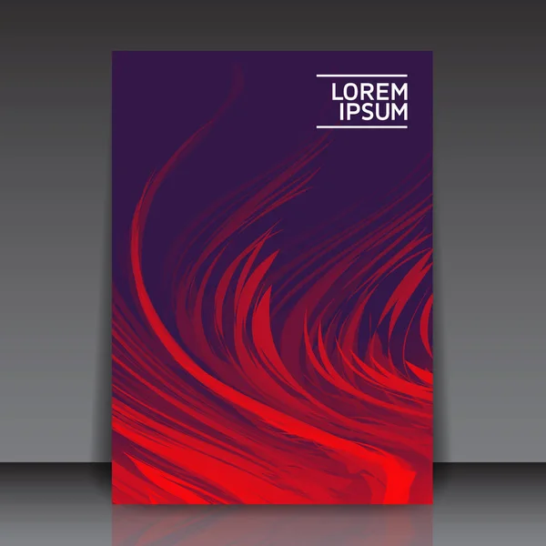 Modèle Dépliant Abstrait Avec Plume Rouge Sur Fond Violet Pour — Image vectorielle