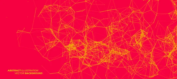 Yellow Abstract Mesh Red Background Circles Lines Shapes Eps10 Design — ストックベクタ