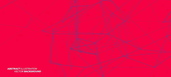 Maille Abstraite Bleue Sur Fond Rouge Avec Des Cercles Des — Image vectorielle