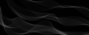 Siyah beyaz arka plan. Çizgi dalgaları. Minimalist Siyah Vektör Çizim Tasarımı.