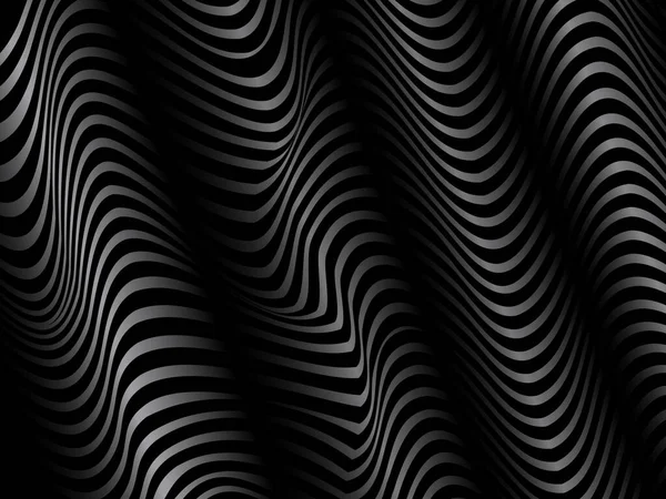 Black White Wavy Lines Vector Background Decorative Print — Stock Vector