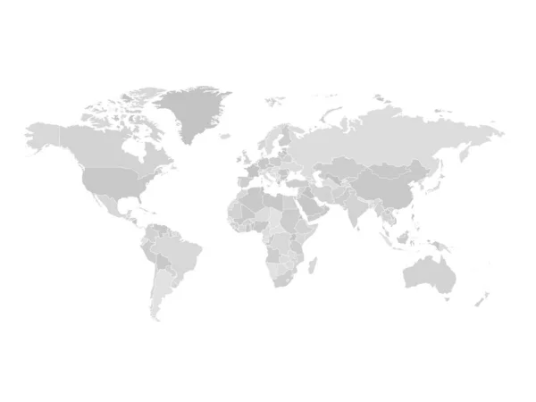 Mapa Del Mundo Detallado Alto Colores Grises Sobre Fondo Blanco — Vector de stock