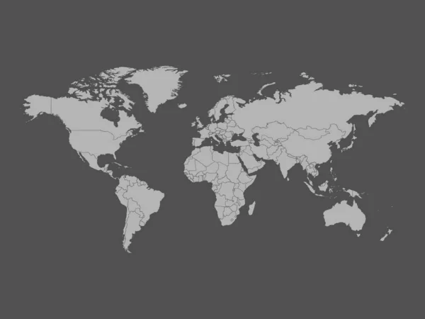 Mapa Del Mundo Alto Detalle Color Gris Sobre Fondo Oscuro — Archivo Imágenes Vectoriales