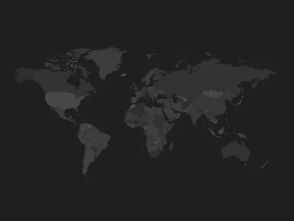 Hoge Gedetailleerde Wereldkaart Grijstinten Kleuren Donkergrijze Achtergrond Perfect Voor Achtergronden — Stockvector