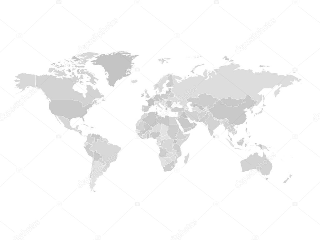 High detailed world map in greys colors on white background.Perfect for backgrounds, backdrop, business concepts, presentation, charts and wallpapers.