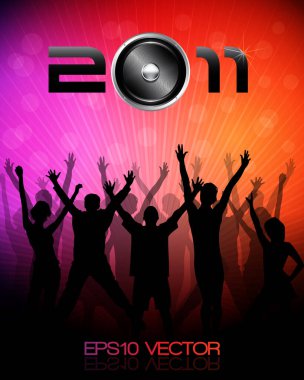 EPS10 Parti Halk Vektör Arkaplanı - 2011 Yeni Yıl Mesajı