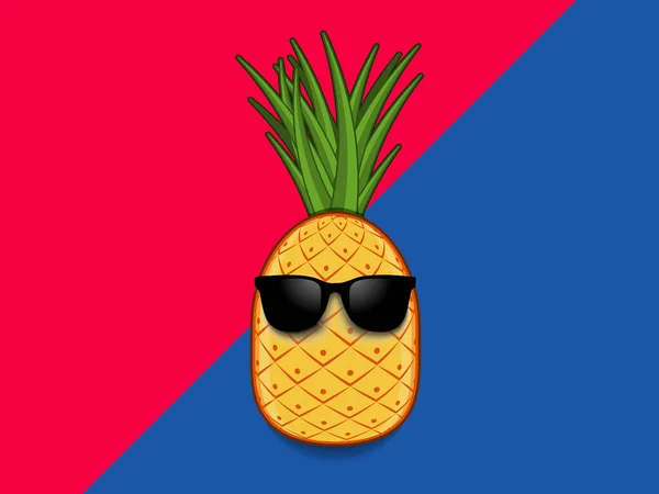 Modny Ananas Hipsterski Tropikalne Owoce Okularach Przeciwsłonecznych Koncepcja Sztuki Twórczej — Wektor stockowy