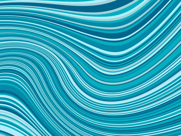 Ocean Blue Wavy Stripes Vector Background Tyrkysová Textura Gradientových Vln — Stockový vektor