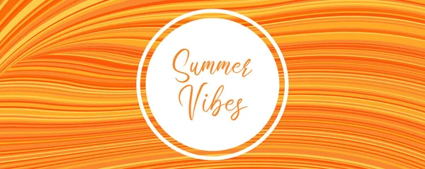 Summer Vibes Typografia Projektowanie Pomarańczowych Linii Fali Tło Szablonu Może — Wektor stockowy