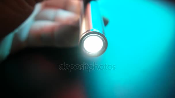 Mini Flashlight Close up — Stock Video