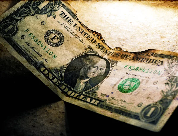 Fechar Notas Dólar Queimadas — Fotografia de Stock