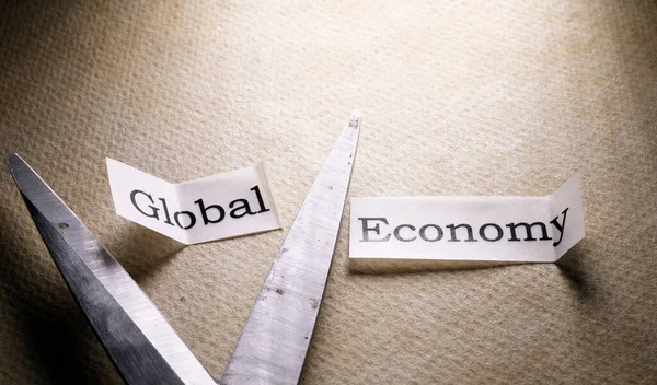 Rótulo Tabulação Que Descreve Colapso Economia Global — Fotografia de Stock