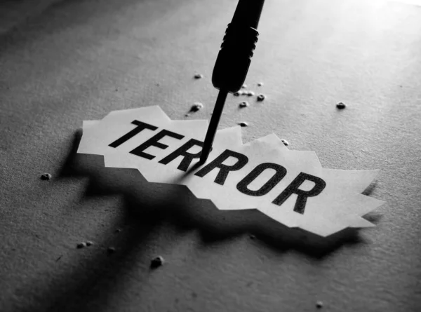 Close Terror Tag Implying Fear Terror — Stock Photo, Image