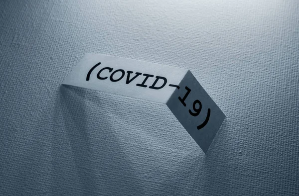 Close Covid Text Tag Paper — Stock Photo, Image