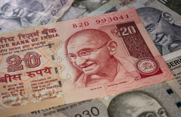 Макро Крупным Планом Индийской Валюты — стоковое фото