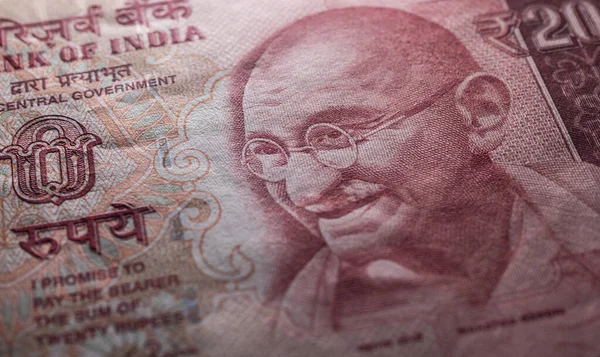 Makroaufnahme Der Indischen Währung lizenzfreie Stockbilder