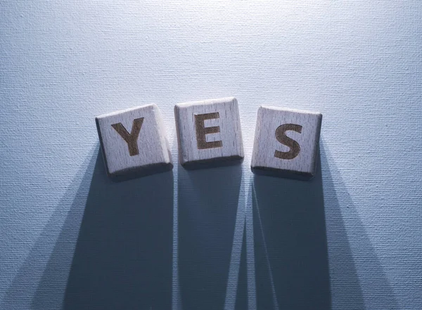 Yes Word Written Wood Blocks — Stock Photo, Image