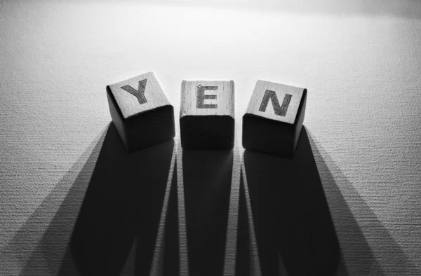 Yen Word Written Wood Blocks — Stock Photo, Image